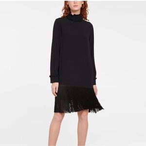 Prada High Neck Fringe Midi Dress